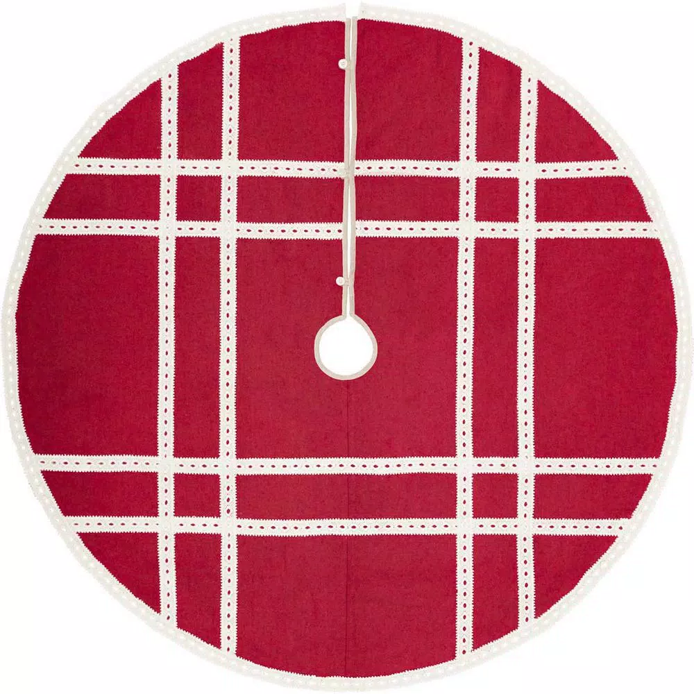 VHC Brands 60 In. Red Margot Farmhouse Christmas Decor Tree Skirt 1 VHC Brands 60 In. Red Margot Farmhouse Christmas Decor Tree Skirt