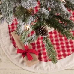 VHC Brands 21 In. Red Plaid Christmas Farmhouse Decor Tree Skirt 7 VHC Brands 21 In. Red Plaid Christmas Farmhouse Decor Tree Skirt -Christmas decorations shop vhc brands christmas tree skirts collars 42596 31 1000