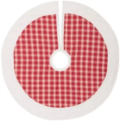 VHC Brands 21 In. Red Plaid Christmas Farmhouse Decor Tree Skirt