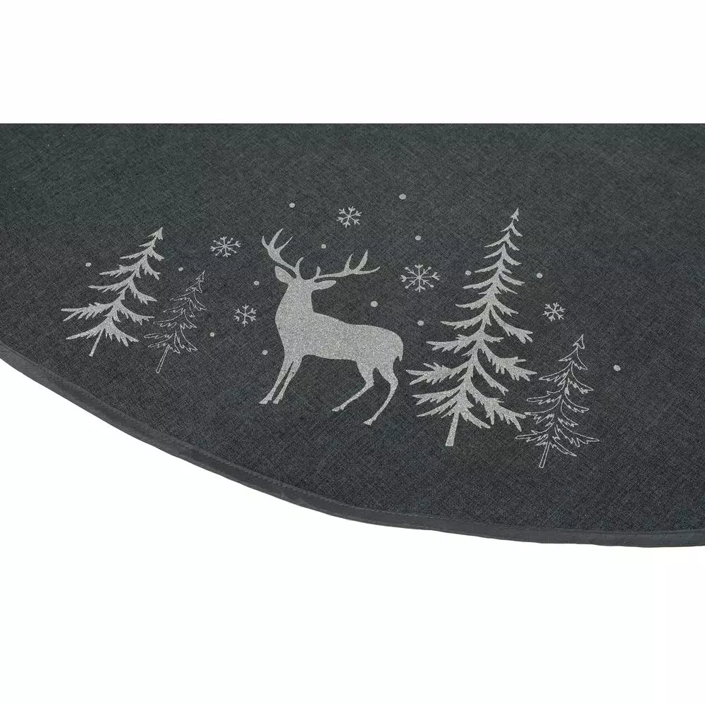 Xia Home Fashions 56 In. Deer In Snowing Forest Round Christmas Tree Skirt In Dark Gray 2 Xia Home Fashions 56 In. Deer In Snowing Forest Round Christmas Tree Skirt In Dark Gray - Image 2