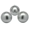 Zest Candle 3 In. Metallic Silver Ball Candles (6-Box)