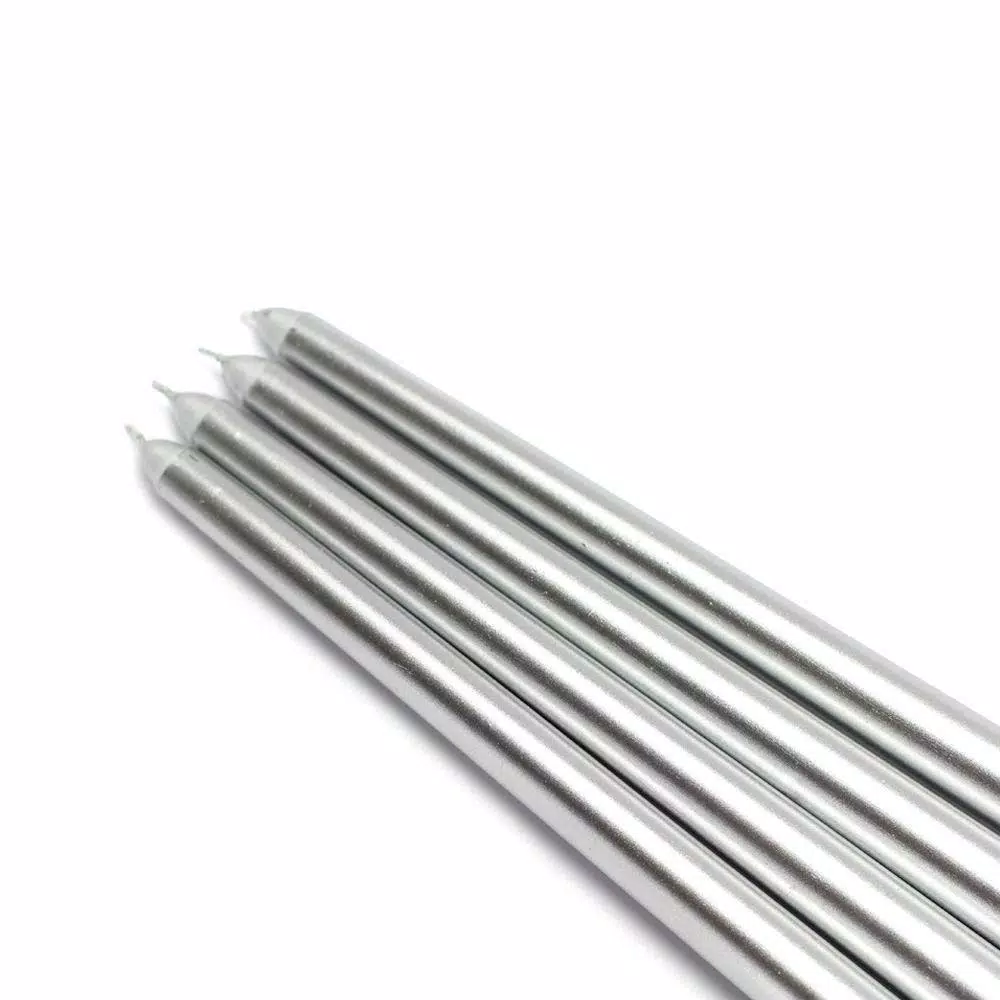 Zest Candle 12 In. Metallic Silver Taper Candles (12-Set) 1 Zest Candle 12 In. Metallic Silver Taper Candles (12-Set)