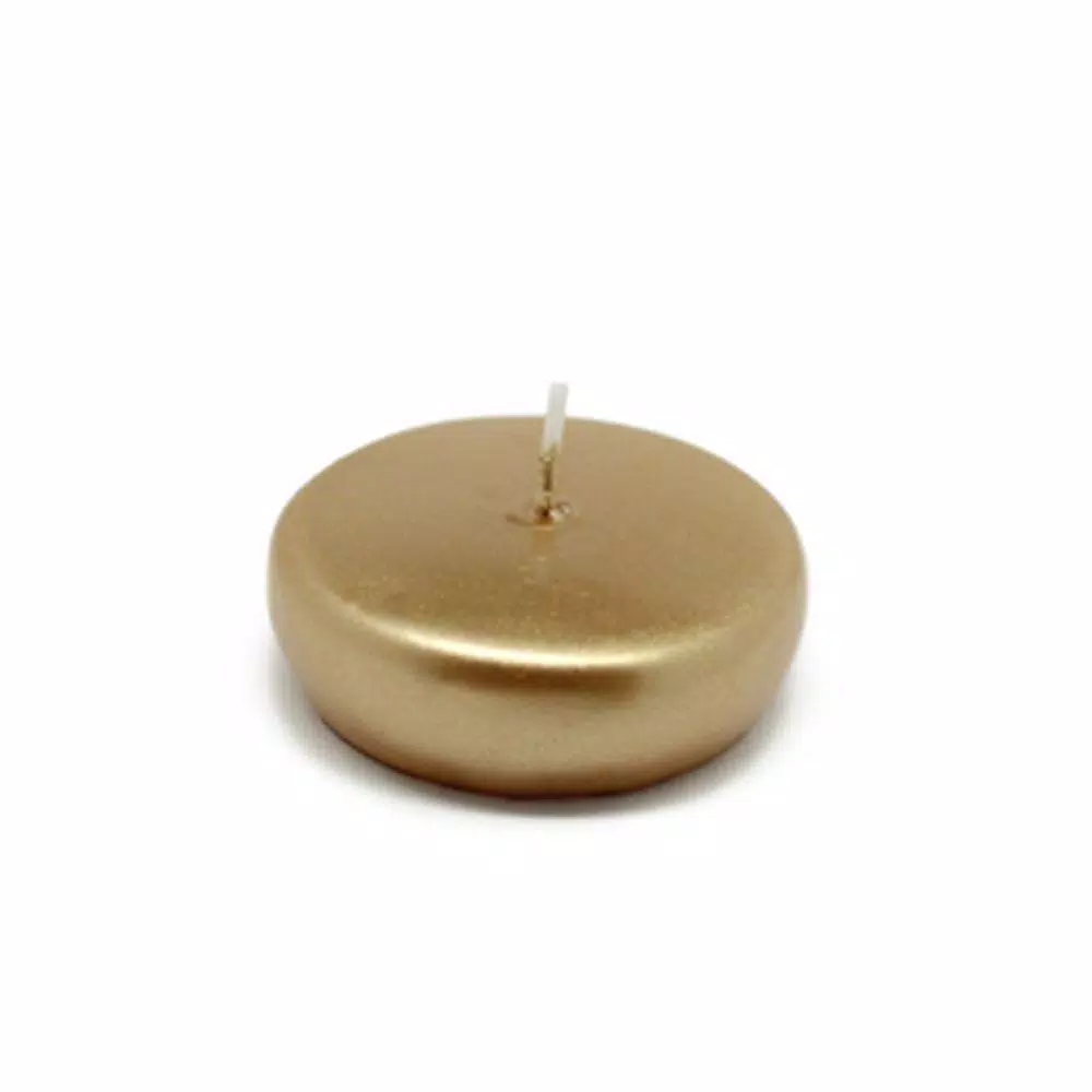 Zest Candle 2.25 In. Metallic Gold Floating Candles (24-Box) 2 Zest Candle 2.25 In. Metallic Gold Floating Candles (24-Box) - Image 2