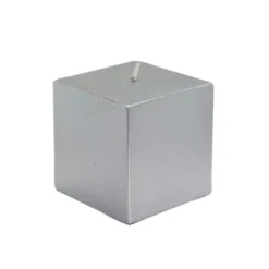 Zest Candle 3 In. X 3 In. Metallic Silver Square Pillar Candles Bulk (12-Case)