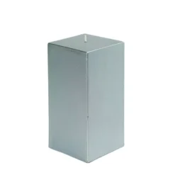 Zest Candle 3 In. X 6 In. Metallic Silver Square Pillar Candle Bulk (12-Box)